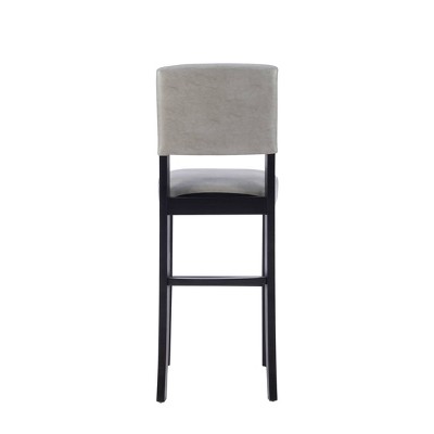 Elegant Dove Gray Faux Leather Upholstered Bar Stool with Black Wood Frame