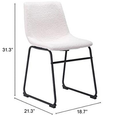 Ivory Faux Leather Upholstered Side Chairs with Metal Base, Set of 2