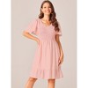 Seta T Women's Flowy Chiffon Summer Smocked V Neck Flutter Short Sleeve Ruffle Mini Dress - 3 of 4