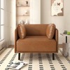 39.17"W Vintage PU Leather Lounge Chair with Solid Wood Frame and Steel Legs - ModernLuxe - 2 of 4