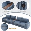 4-seater Corduroy Sofa Couch 133" Modern Sofa with USB Ports, Hidden Storage Arms, Flip-Top Cup Holders for Living Room, Black - 4 of 4