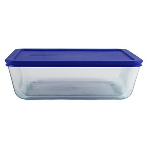 Pyrex 11 cup Food Storage Container Cadet Blue: Glass Container with Lid, BPA-Free, Microwave & Dishwasher Safe - 1 of 1