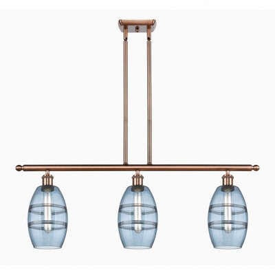 Vaz - 3 Light Stem Hung Island In Industrial Style-8.63 Inches Tall and 36 Inches Wide