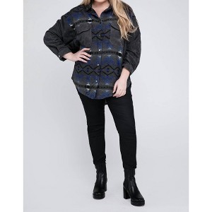 Women's Plus Printed Button Down Long Sleeve Jacket - DAVI & DANI - 1 of 4