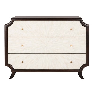 Alina Wood 3 Drawer Dresser Dark Walnut/Natural - Safavieh