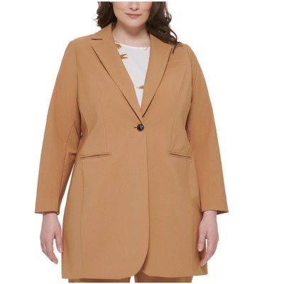 Calvin Klein Womens Infinite Stretch One Button Blazer Jacket