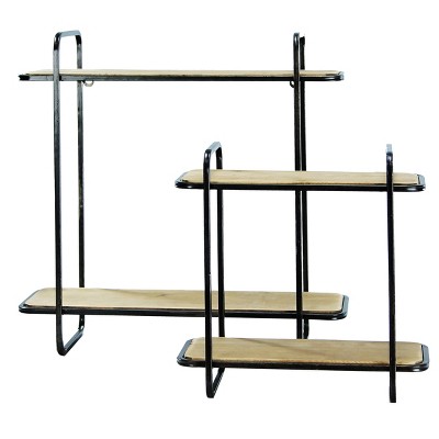 VIP Metal 18 in. Brown Mounted Wall Shelves Set of 2