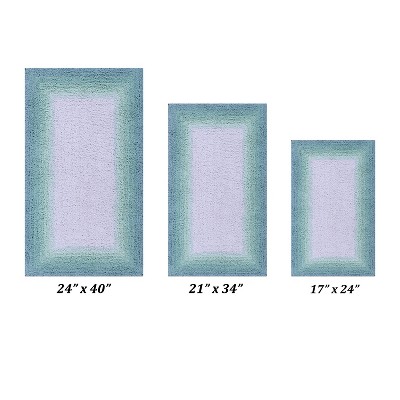 Torrent Collection 3 Piece 100% Soft Cotton Tufted Weave Bath Rug Set, Ombre Pattern, Super Soft & Absorbent, Machine Washable Bathroom Mats