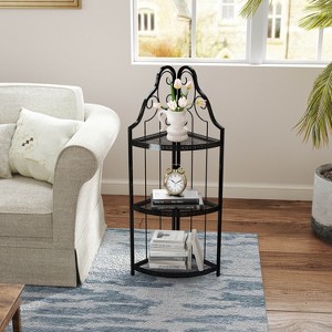 CAVINAS Bookcases for Living Room 4 Tier Rustic Wood Metal Freestanding Open Book Shelf Corner Bookcase with Drawers - 1 of 4