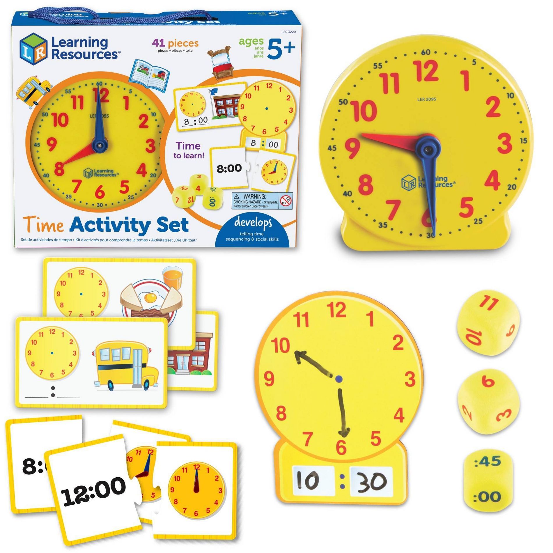Learning Resources Time Activity Set, Teaching Time Activity, Kids Learning Clock, Back to School Must-Have Supplies, Ages 5+