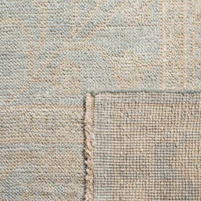 Light Blue and Ivory Hand-Knotted Wool Floral Area Rug 6' x 9'