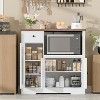 Buffet Sideboard with Storage Cabinet, Adjustable Shelves, Microwave Stand, Drawer, Single and Double Doors, Dining Room Furniture Solution - 4 of 4