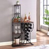 5 Tier Freestanding Wine Rack,Wine Bottle Holder,Wine Storage Organizer with Hanging Wine Glass Holder,Wine Display Rack for Bar Kitchen Living Room - 2 of 4