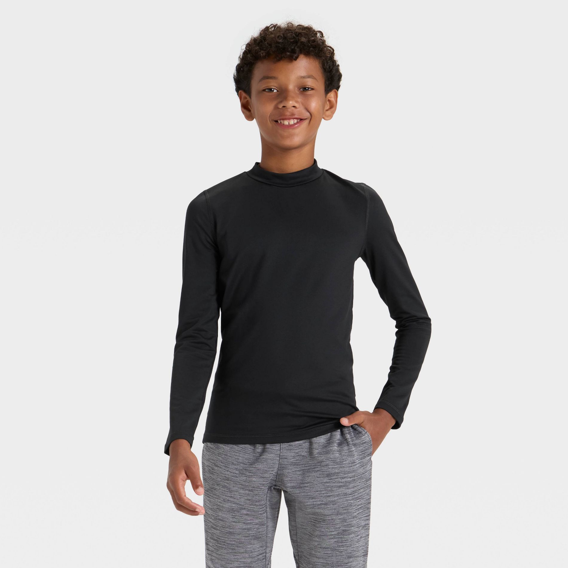 Boys' Cozy Long Sleeve Fitted Mock Neck T-Shirt - All In Motion™