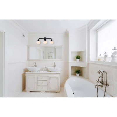 Hanson 3-Light Black Metal and Glass Bath Sconce
