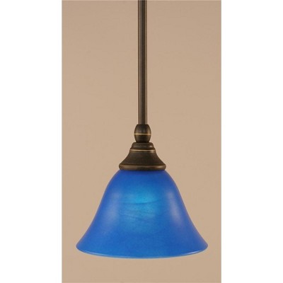 Toltec Lighting Any 1 - Light Pendant in  Dark Granite with 7" Blue Italian Shade