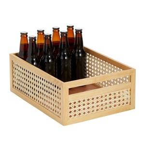 mDesign Natural Cane Kitchen Organizer Storage Bin with Handles - 1 of 4