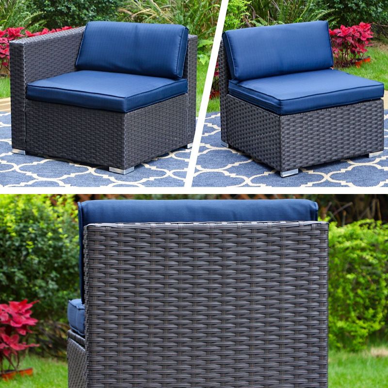 8pc Steel &#38; Wicker Outdoor Fire Pit Set with Cushions Blue - Captiva Designs, 4 of 13