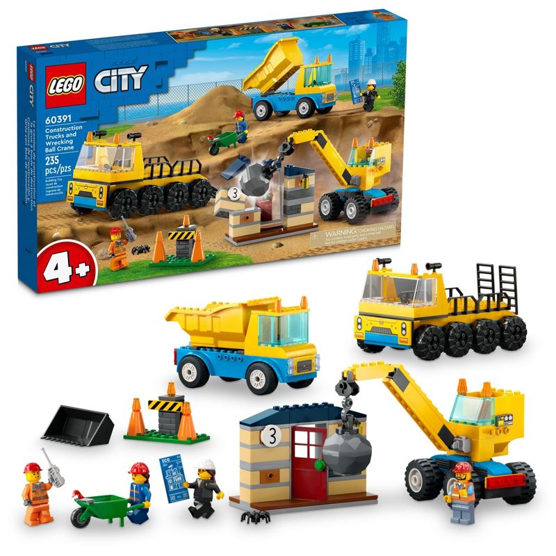 LEGO City Construction Trucks and Wrecking Ball Crane Building Toy Set 60391, 1 of 8