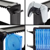 ionX Video Game Storage Stand Fits 4 Controllers for Playstation 5 4 PS5 PS4 / Xbox 360 One X S/ Game Cases Blu-Ray and DVD, Holds 15 Cases (Black) - 3 of 4