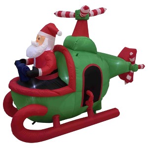 Northlight Lighted Inflatable Santa with Helicopter Outdoor Christmas Decoration -7' - 1 of 4