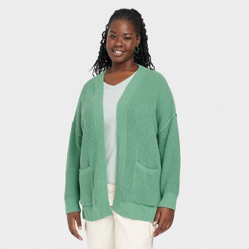 Women's Open-front Cardigan - Universal Thread™ Vibrant Green 4x : Target