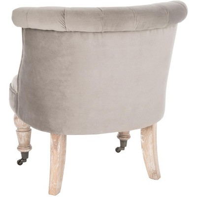 Mushroom Tufted Barrel Accent Chair with Wood Legs