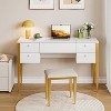 47“ Makeup Vanity Desk with Flip Top Mirror and Lights, 3 Lighting Mode, 3 in 1 Vanity Table with 5 Drawers, Makeup Vanity Set with Chair - 3 of 4