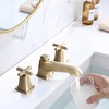 ALEXOUN  Two Handle Widespread High-arc Bathroom Faucet with Drain Assembly, Brushed Gold - 2 of 4
