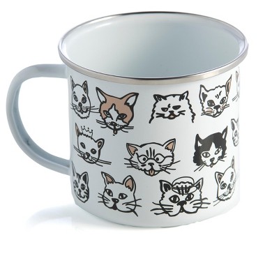 Shiraleah Kitty Print Enamel Mug