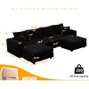 102.4 Inch Convertible Lounge Sofa with 2 Ottomans, 4-Seat Cloud Couch with Cushions, Corduroy Lounge Sofa with Wood Frame-Coolbibila - 4 of 4