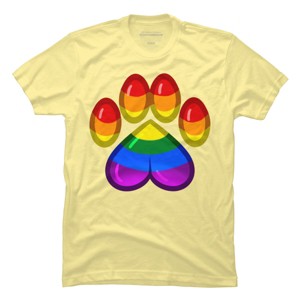 Adult Design By Humans Rainbow Pride Heart Pawprint By leashonlife T-Shirt - 1 of 2