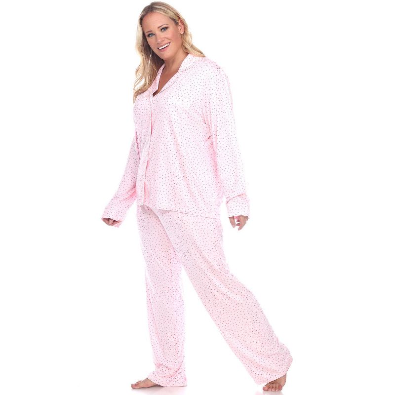 Women's Plus Size Long Sleeve Pajama Set - White Mark, 2 of 4