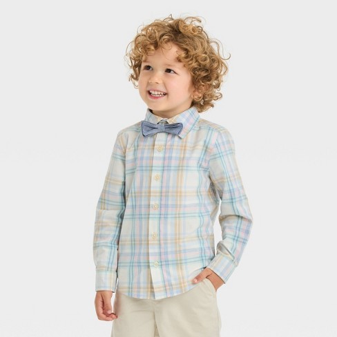 Oshkosh B'gosh Toddler Boys' Plaid Bow Tie Woven Top - Yellow : Target