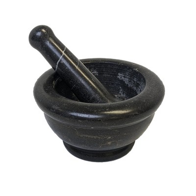 Indian Round Granite Mortar Pestle Set Home Kitchen Black Pharmacy Ayurveda