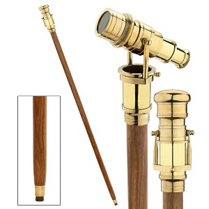 Design Toscano Lord Nelson Brass Telescope Solid Hardwood Walking Stick - 1 of 4