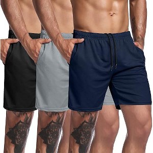 COOFANDY Men's 3 Pack Workout Gym Lightweight Bodybuilding Training Short Pants with Pockets - 1 of 4