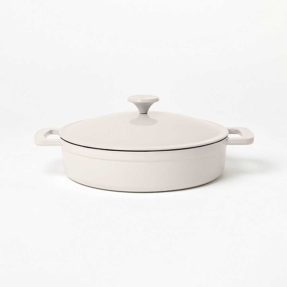 3.5qt Enamel Braiser Light Gray - Figmintâ„¢