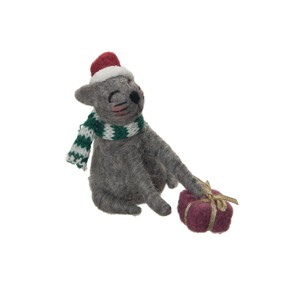 Gallerie II Grey Cat Santa Hat Figurine - 1 of 4