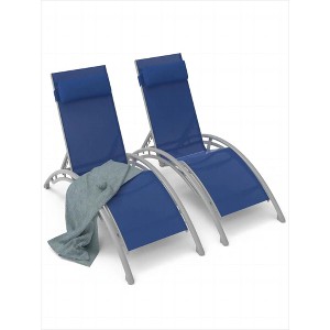 33.66 "Outdoor loungers (set of 2), patio loungers with adjustable backrests and removable pillows - 1 of 4