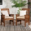 Modern 2-Piece Slat-Back Patio Chairs with Cushions - 2 of 4