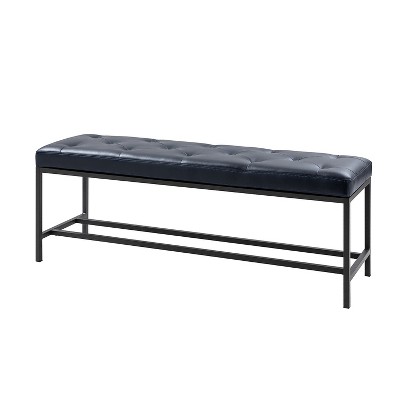 Jakob 50" Wide Contemporary Upholstered Faux Leather Bench with Button-tufted|ARTFUL LIVING DESIGN
