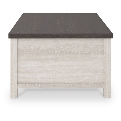 Brown and White Rectangular Lift-Top Coffee Table with Storage
