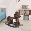 Qaba Kids Plush Ride-On Rocking Horse with Bear Toy, Children Chair with Soft Plush Toy & Fun Realistic Sounds - 2 of 4