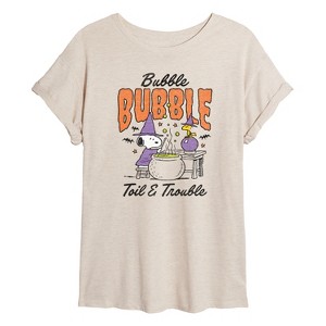 Women's - Peanuts - Bubble Bubble Toil Trouble Oversized Graphic T-Shirt - 1 of 4