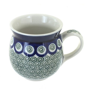 Blue Rose Polish Pottery Peacock Swirl Bubble Mug