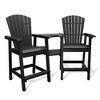 Outdoor Bar Height Adirondack Chairs with Connecting Tray, Balcony Chairs Recycled Poly Adirondack, Tall Adirondack Chairs Weather Resistant Set of 2 - 2 of 4