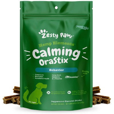 Zesty Paws Hemp Elements Behavior Calming Orastix for Dogs - Peppermint Flavor - 12oz