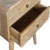Solid Wood Nightstand | Curved Design | Oak Finish - As Shown - 4 of 4
