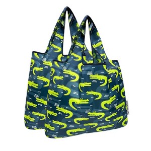 Wrapables Medium Foldable Tote Nylon Reusable Grocery Bags, Set of 2 - 1 of 4